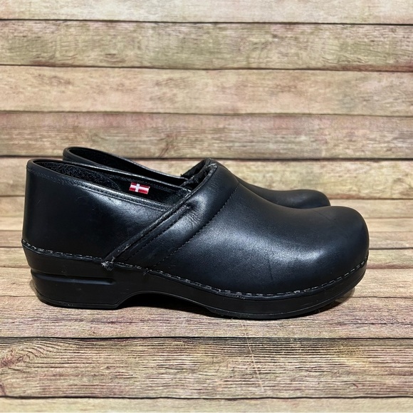 Sanita Black Leather Mules & Clogs - Picture 3 of 9